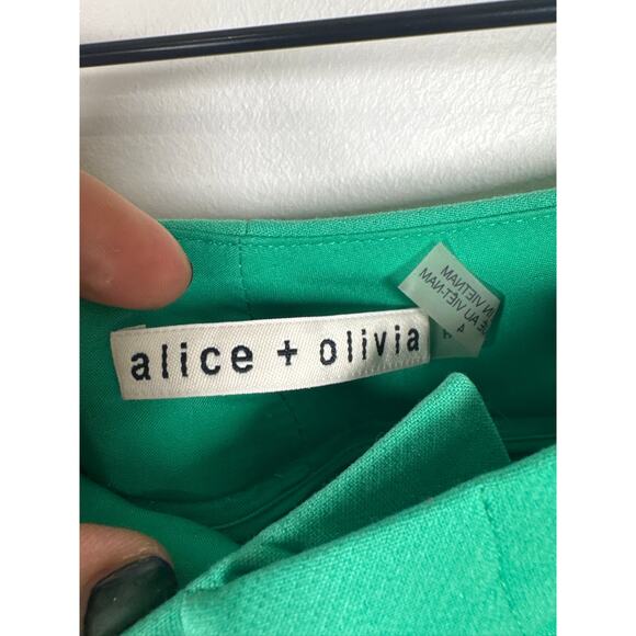 alice + olivia Dylan Cuff Pant in Mint Kelly Green Wide Leg Pants US 4 - Picture 4 of 8